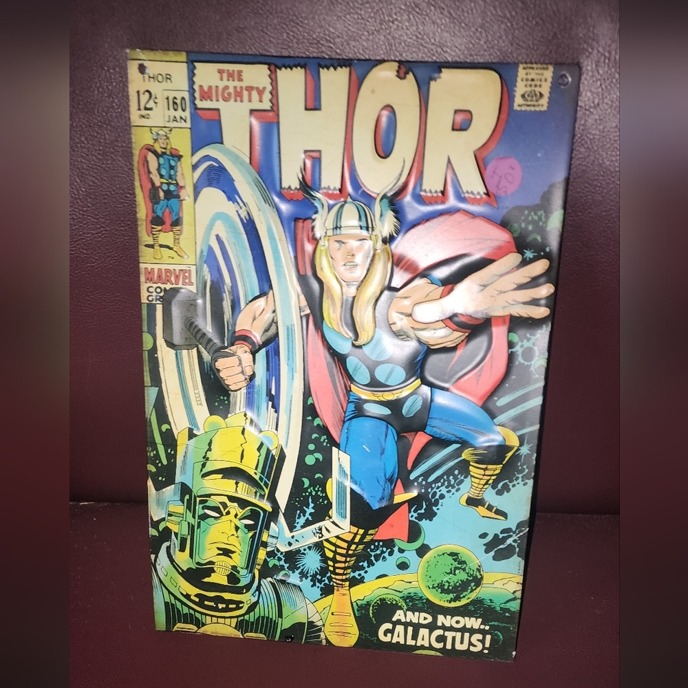 Marvel The Mighty Thor #160 And Now Galactus Metal Sign 9"x13" Pre-owned